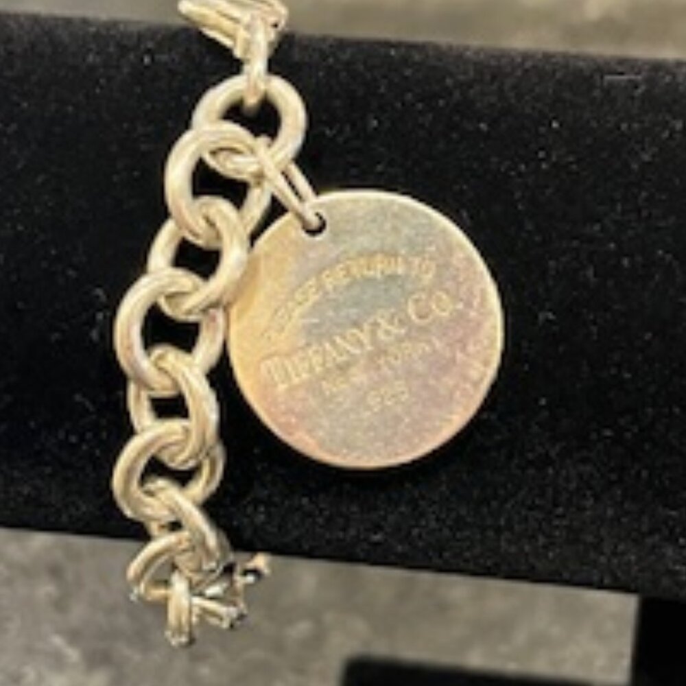 Tiffany & Co Sterling Silver Round Tag Bracelet Authentic - Retired - EUC